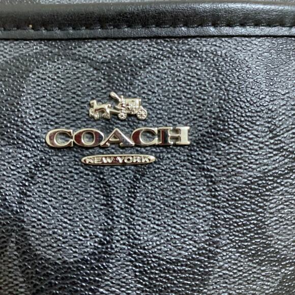 COACH Black Signature Coated Canvas PVC Logo File Messenger XBody Bag F58297 - Picture 2 of 15